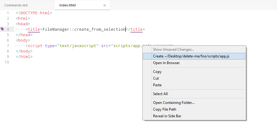 FileManager::create_from_selection